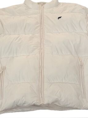 Light Cream Puffer Jacket with Subtle Logo